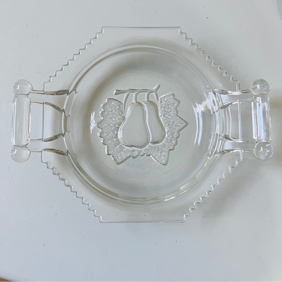 Vintage Adams & Co Domed Butter Cheese Dish 2 Pc Clear Pressed Glass Pear Motif - Picture 6 of 13